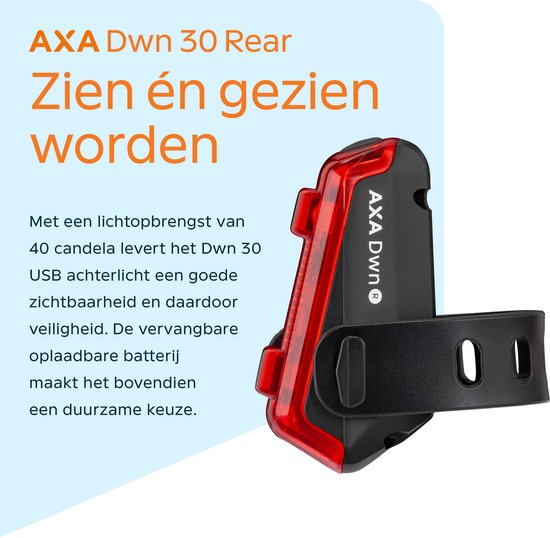 AXA Dwn Rear USB achterlicht – USB oplaadbaar – Vervangbare batterij — afbeelding 4