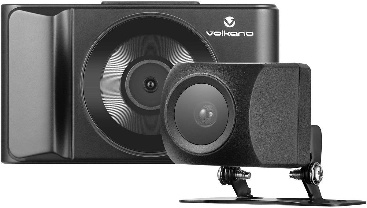 Volkano Trueview Series Dashcam Voor en Achter Camera - Full HD 1080p - Parkeerbeveiliging - Zwart