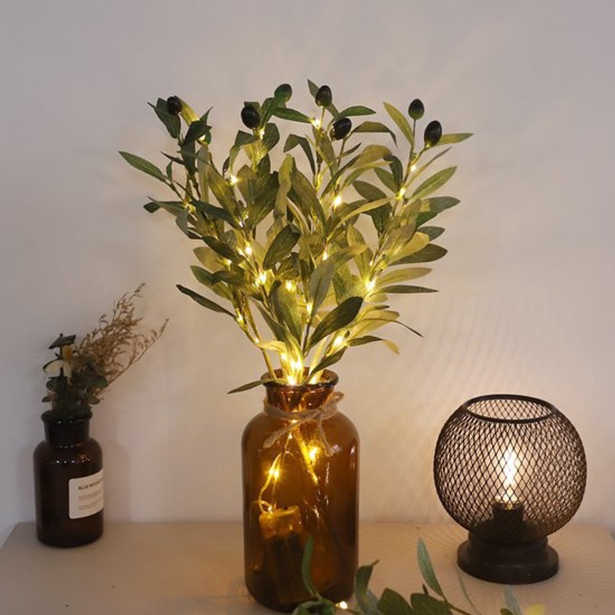 Sfeerverlichting Kerst - Witte Olijftak licht - LED verlichting - Kerst tak lamp - Buitenverlichting twijgen - Feestelijke decoratie lamp - Bruiloft decor verlichting - LED berken tak - Buiten en binnen verlichting - Kerstverlichting op batterij – foto 4