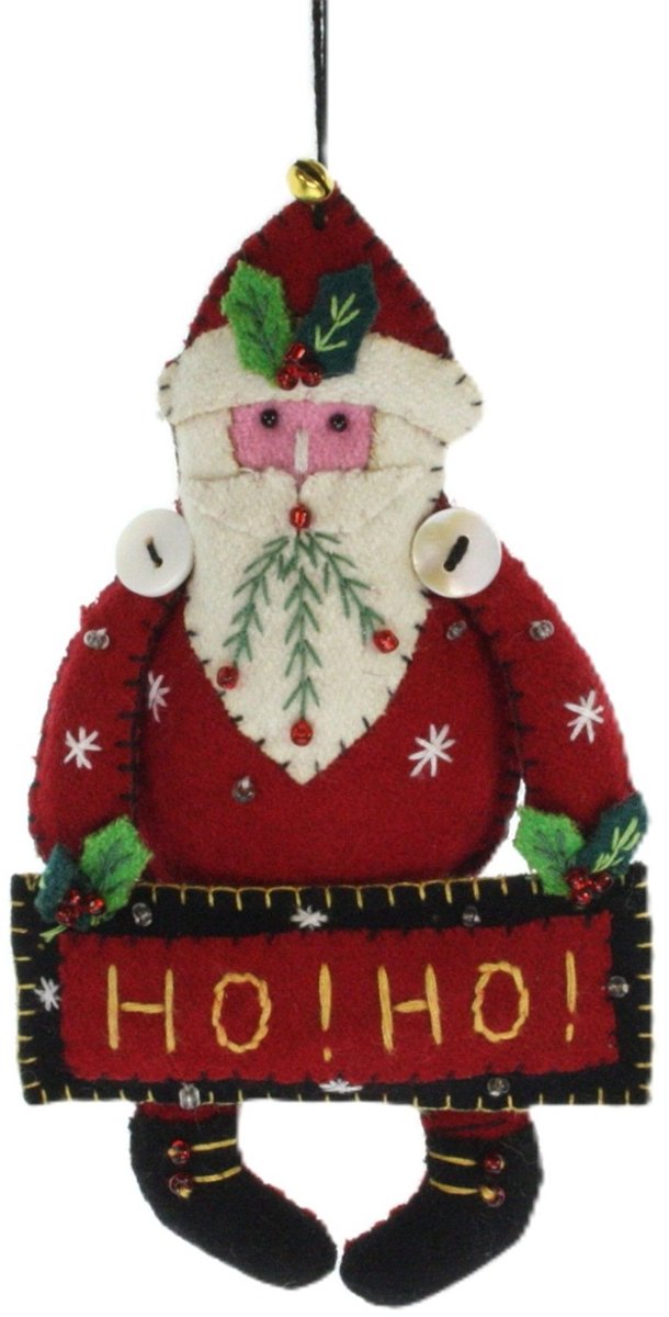 Kerstman HO HO, vilt 8,5x2x16cm