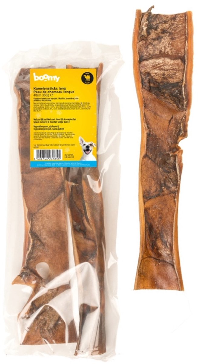 Boomy - Hypoallergene hondensnacks - Kauwstaaf hond - Gezonde kauwsnacks hond - Harde hondensnoepjes - Kamelensticks - 40-50cm - 350g