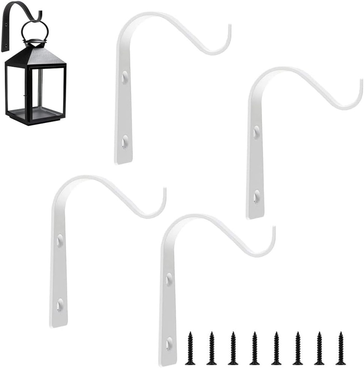 4 Stuks Witte Plantenhaken - Metalen Ophanghaken Voor Plantenpotten, Hangmanden, Bloembakken En Tuindecoratie