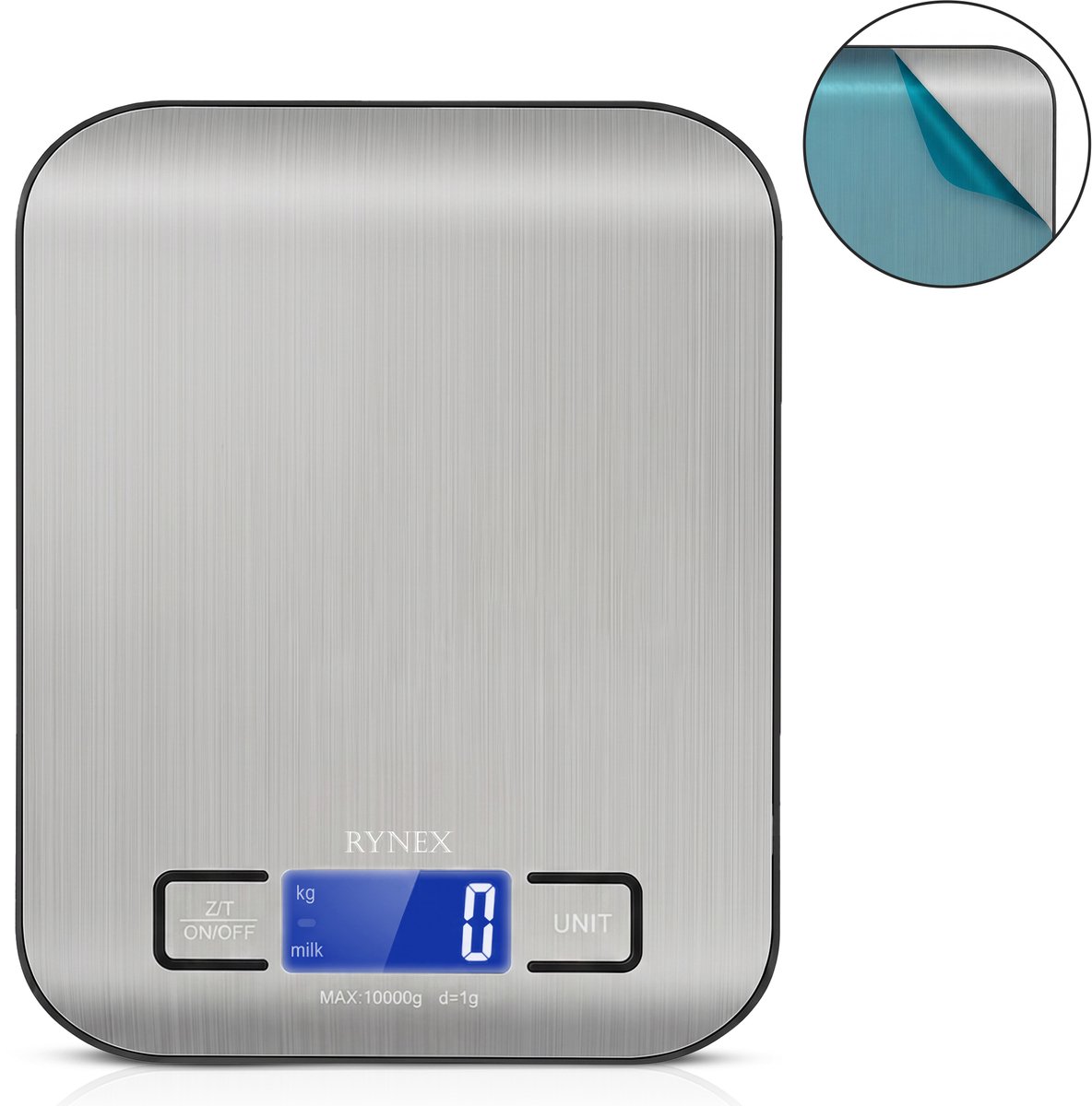 Rynex Keukenweegschaal Digitaal - Precisie Weegschaal Keuken - Tot 10kg - LCD-Scherm - Tarra functie - Inclusief batterijen