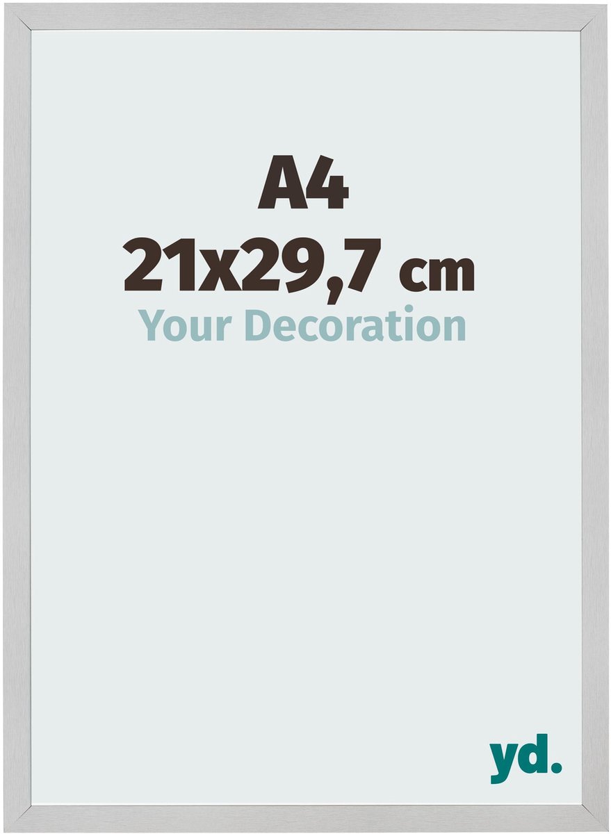 Your Decoration - Fotolijst A4 21x 29,7 cm - MDF - Edelstaal - Bologna