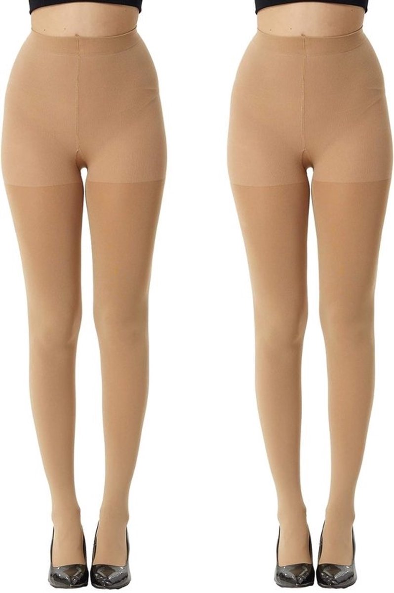 Panty's 120D Vrouwen Dikke Panty's Hoge Elasticiteit Fluwelen Buik Panty 2 Pack - Beige - L