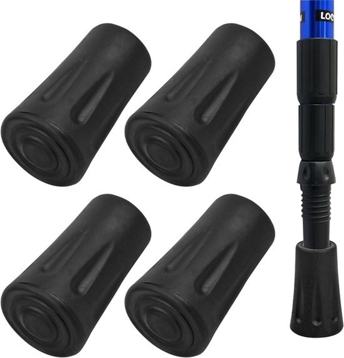 4 Stuks Rubberen Doppen 12 mm voor Wandelstokken - Antislip Grip voor Trekkingstokken