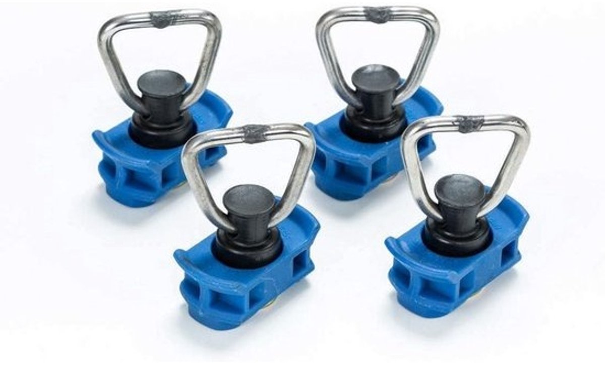 Eindbeslag Airlinerail - Bevestigingsfitting Sjorband - Veilig Transport - Robuust Staalontwerp - 64mm Lengte - Blauw