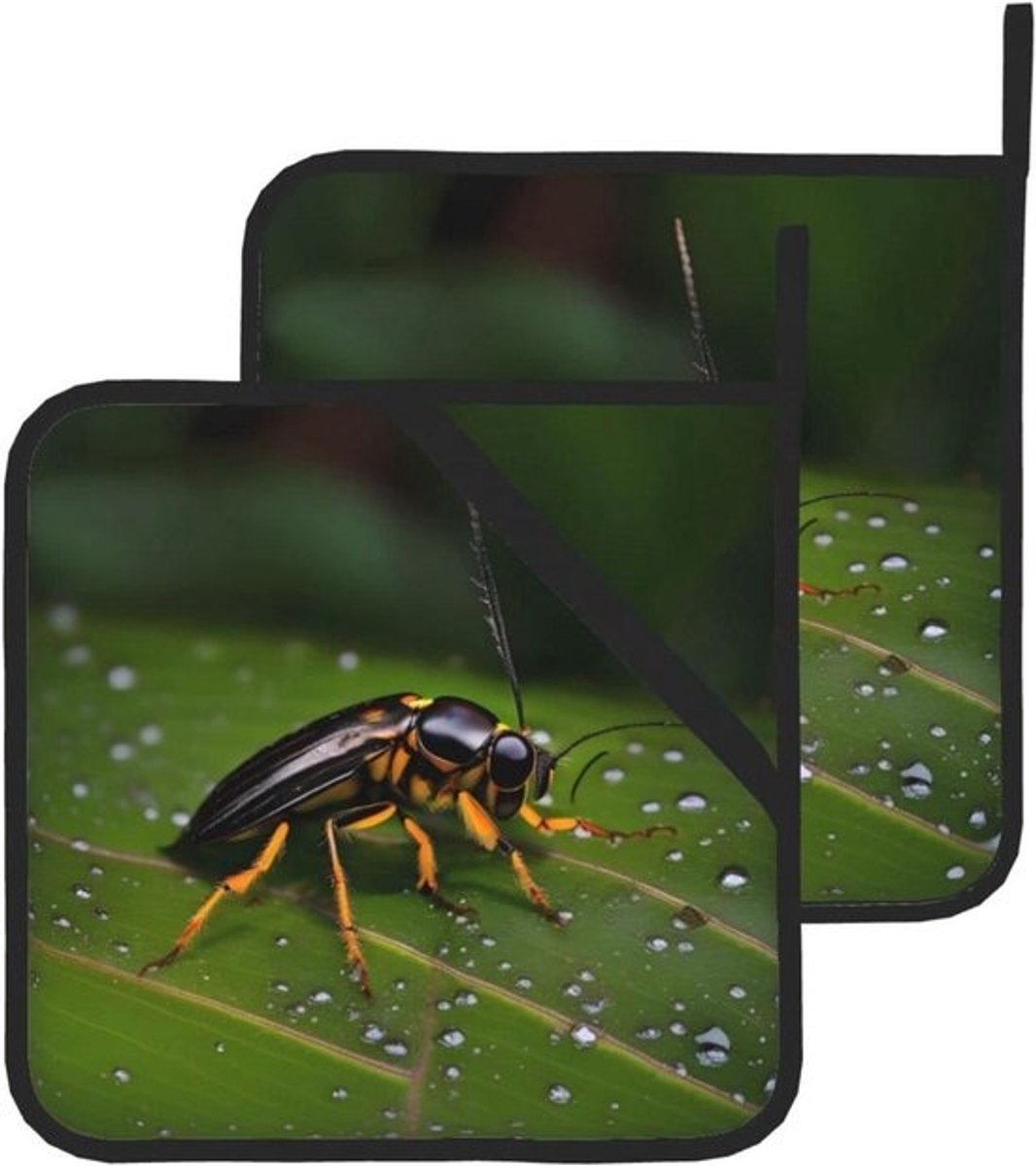 Pannenlappen Set - Ovenwanten Keuken - Koken Bakken - Hittebestendig Polyester - 20x20 cm - Zwart