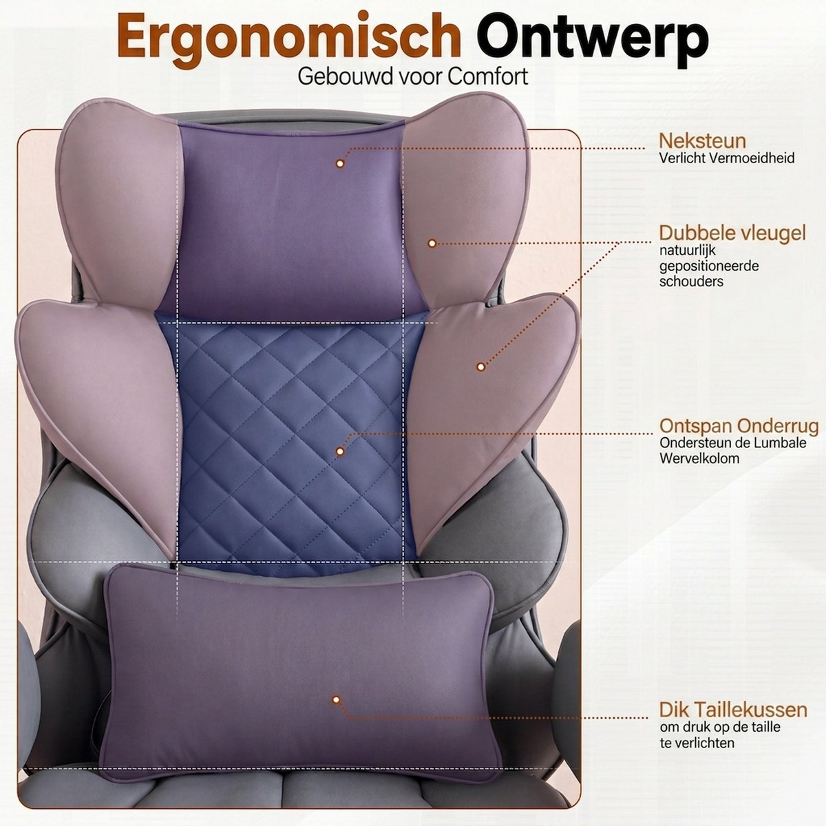 Dowinx Ergonomische Gamingstoel met - afbeelding 3