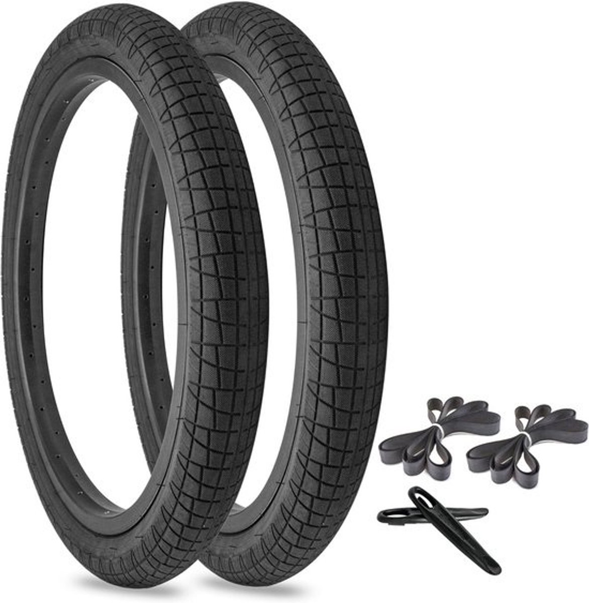 Stevige 20 inch BMX Fietsbanden - Breedte 2.2, 2.3 of 2.4 - Zwart - Hoge Druk Geschikt voor Skatepark en Straat