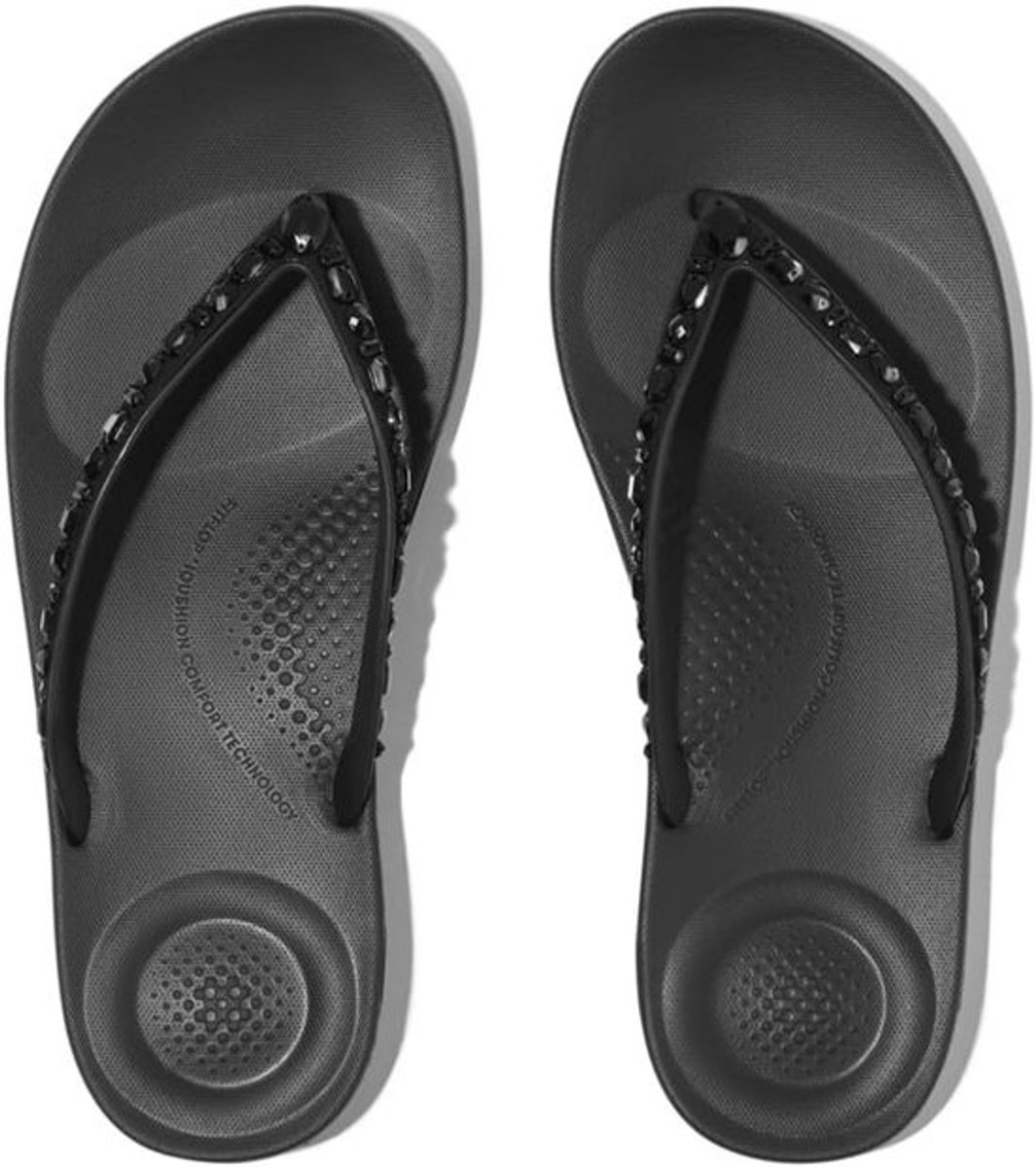 Ergonomische sandalen met kristallen, zwart, maat 38