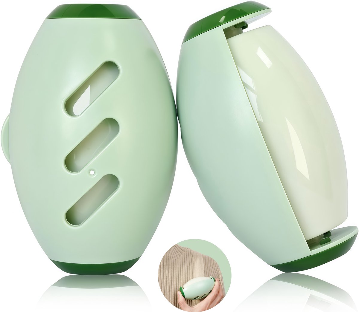 2 stuks - draagbare mini-pluizenverwijderaar - Pluisverwijderaar - wasbare pluizenroller - herbruikbaar pluizenverwijderaar - sterk hechtend - 6,5 x 10,1 cm - voor kleding, huisdierenhaar, stof, thuis en onderweg - lichtgroen
