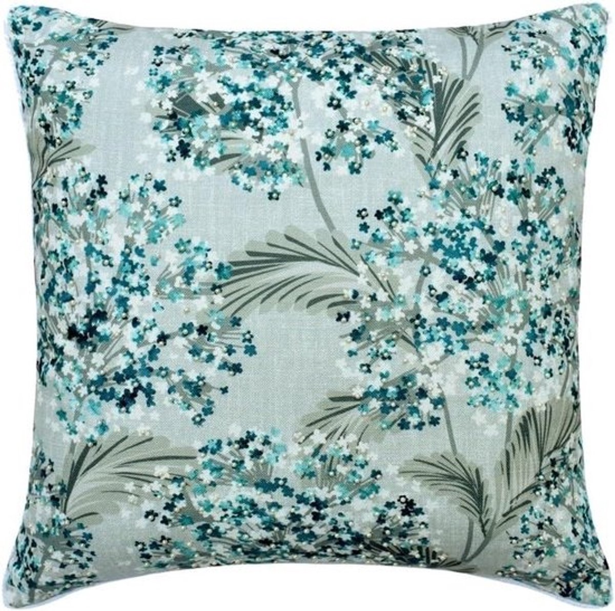 Decoratieve Kussenhoes - Kussenhoes Bloem - Woonkamer Decoratie - 100% Handgemaakt - 50 x 50 cm - Blauw