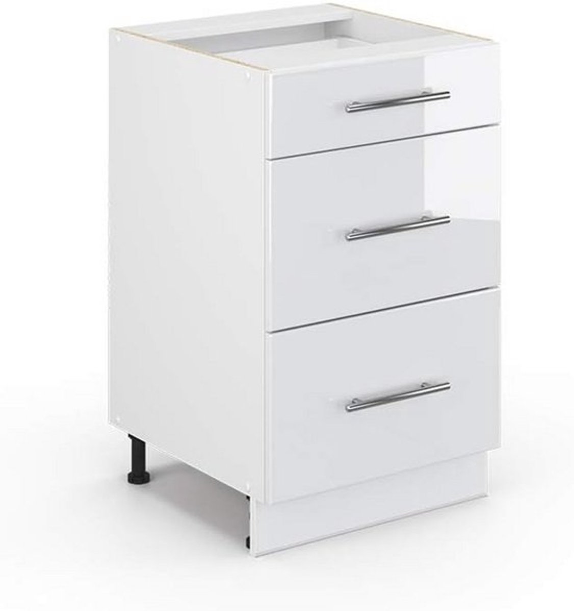 Onderkast Keukenmodule met 3 Lades 50 cm Breed Hoogglans Wit - Softclose Systeem