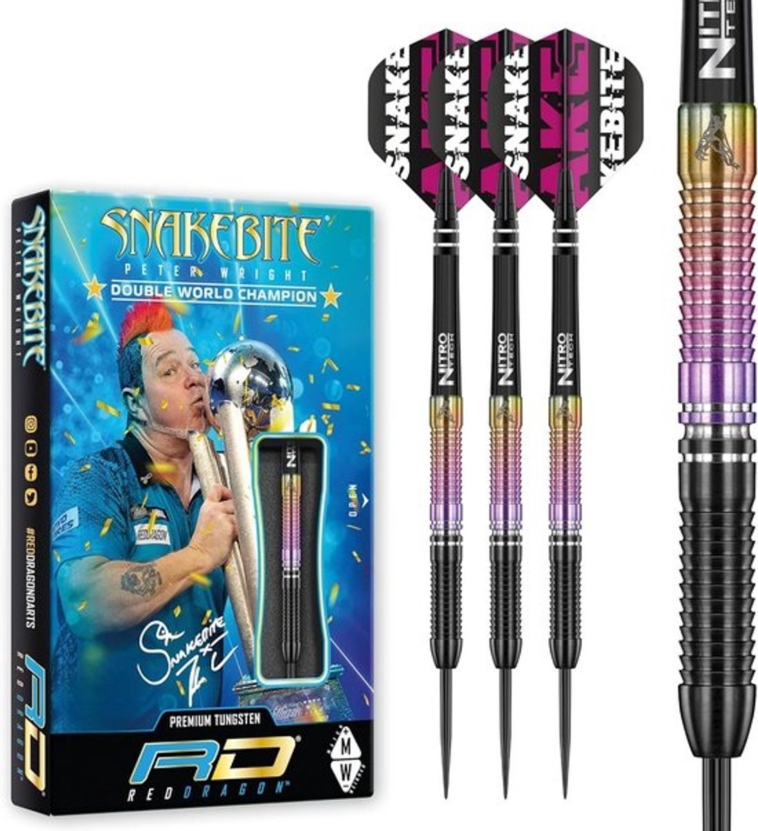 Tungsten Darts Set Wereldkampioen Editie inclusief Flights en Stems
