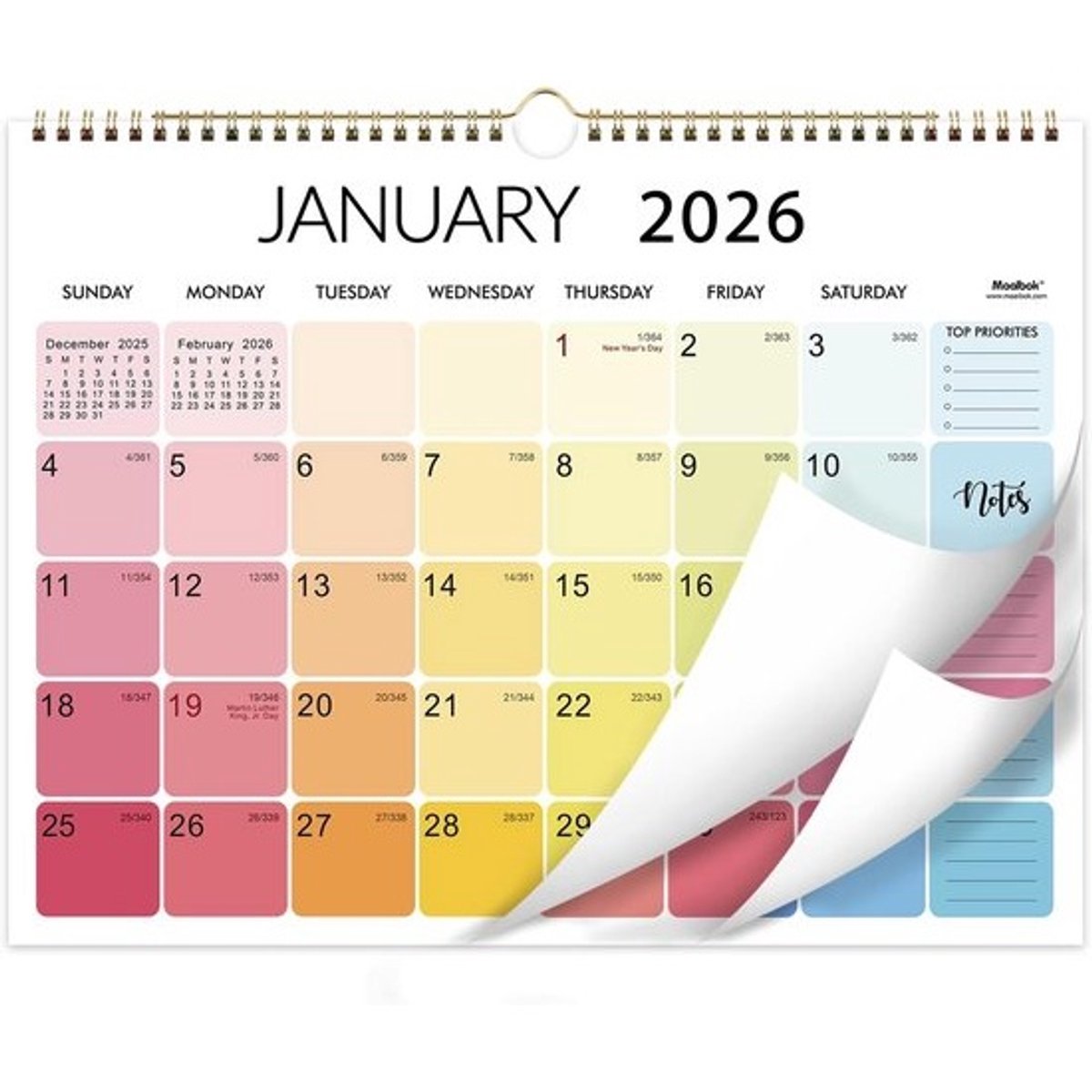 Grote Wandkalender 2026: Jaarkalender Januari t/m December (38x29,2 cm) met Dik Papier