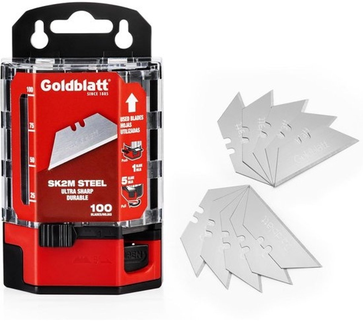 Universele Trapeziumschaalmessen van Gehard Staal, 100 Stuks met Dispenser