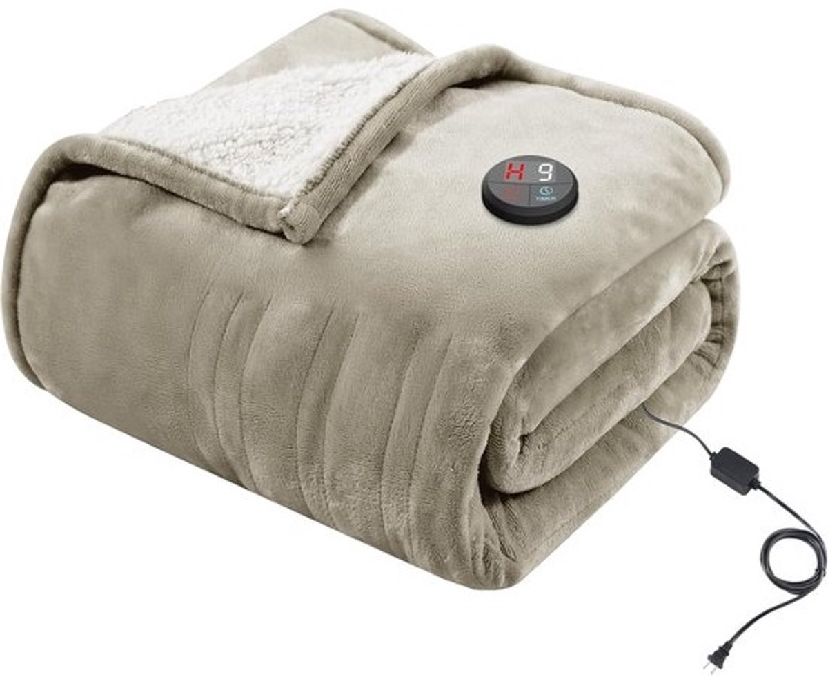 Elektrische Deken - Warmtedeken - Comfort Verwarmen - 10 Warmtestanden - 130 x 180 cm - Kaki