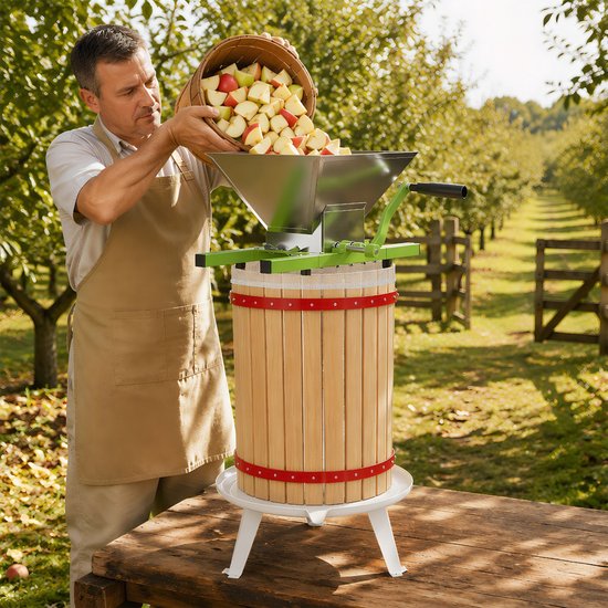 Aufun Fruitpers Van Beukenhout, Incl. Persdoek, Handmatige Wijnpers, Sappers, Maischepers, Fruitmolen (Fruitpers, 18 Liter) van aufun — afbeelding 4