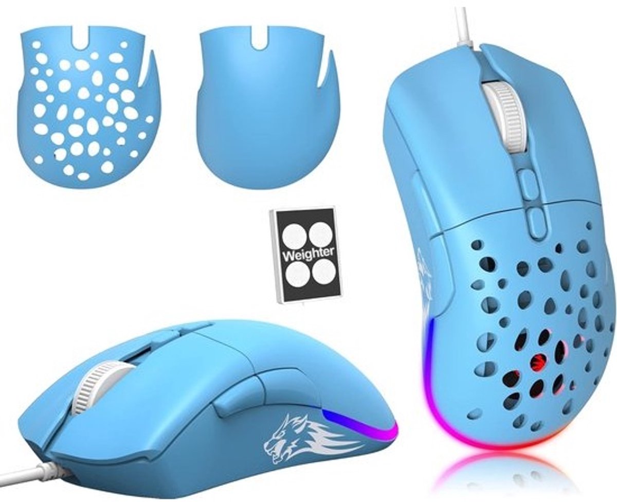 Ultralichte Bedrade Gaming Muis met RGB, 12.000 DPI, 7 Programmeerbare Knoppen en Honingraat Design