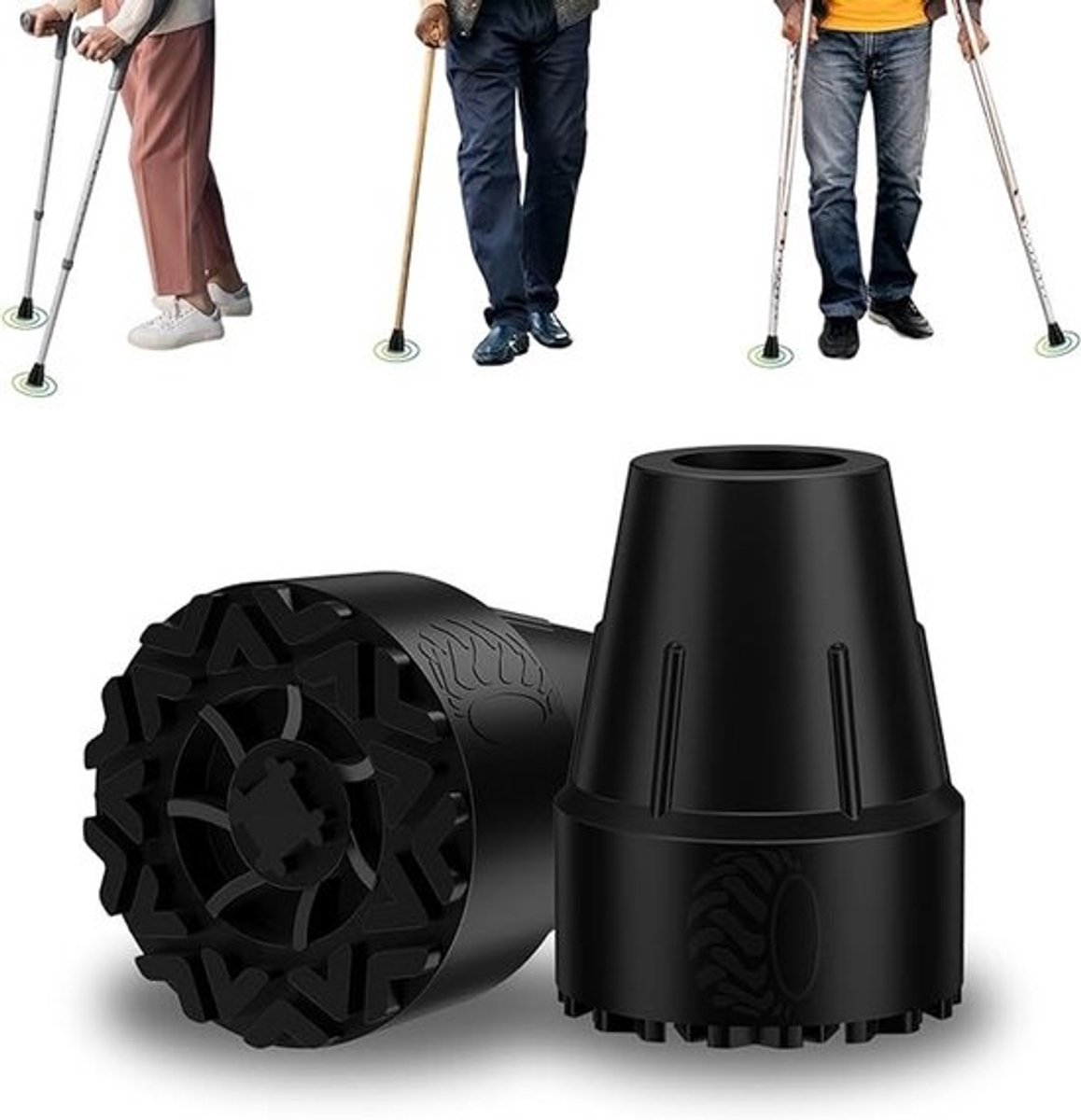 Set van 2 Rubber Doppen 22mm voor Wandelstokken en Krukken - Antislip Vervangingsdoppen