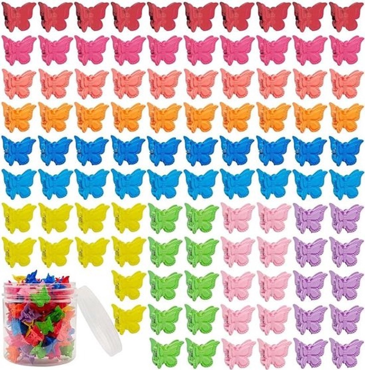Vlinder Haarclips - Mini Klemmetjes - Haar Styling - Matte Kleuren - 100 stuks - Diverse Kleuren