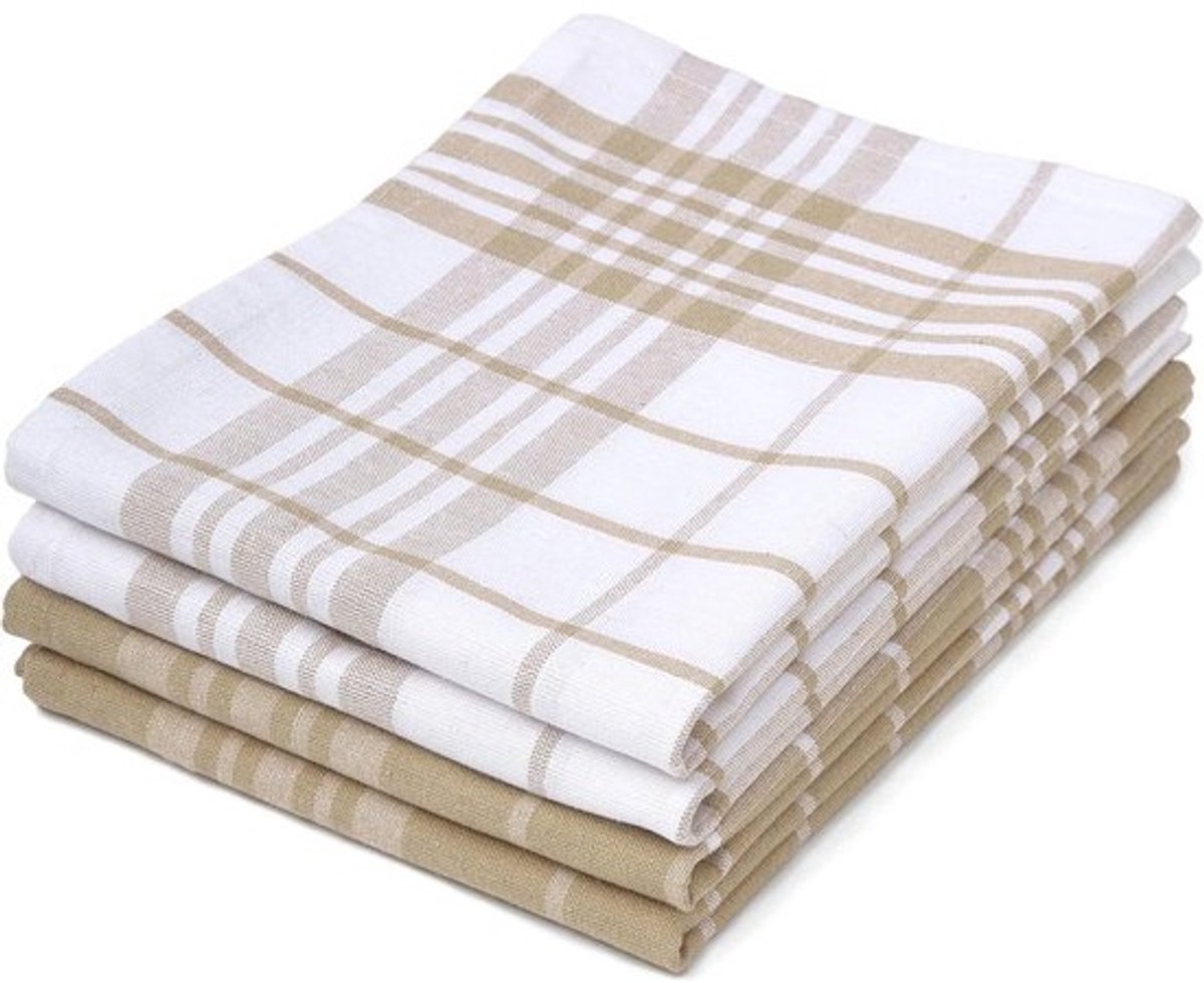 Absorberende Keukendoeken en Theedoeken Set - Beige Katoen - 4 Stuks