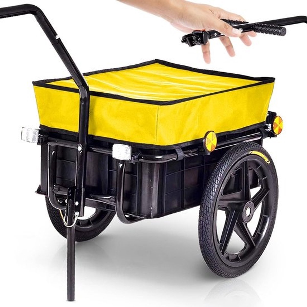 Robuuste Fietsaanhanger Transportkar 90L - Bagagekar met Koppelingssysteem