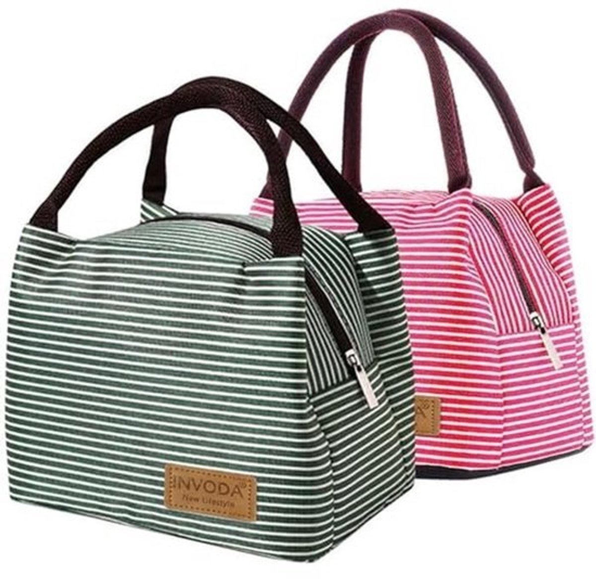 Opvouwbare Lunchtas Koeltas voor Masters en Studenten – Waterdichte Gestreepte Lunch Organizer