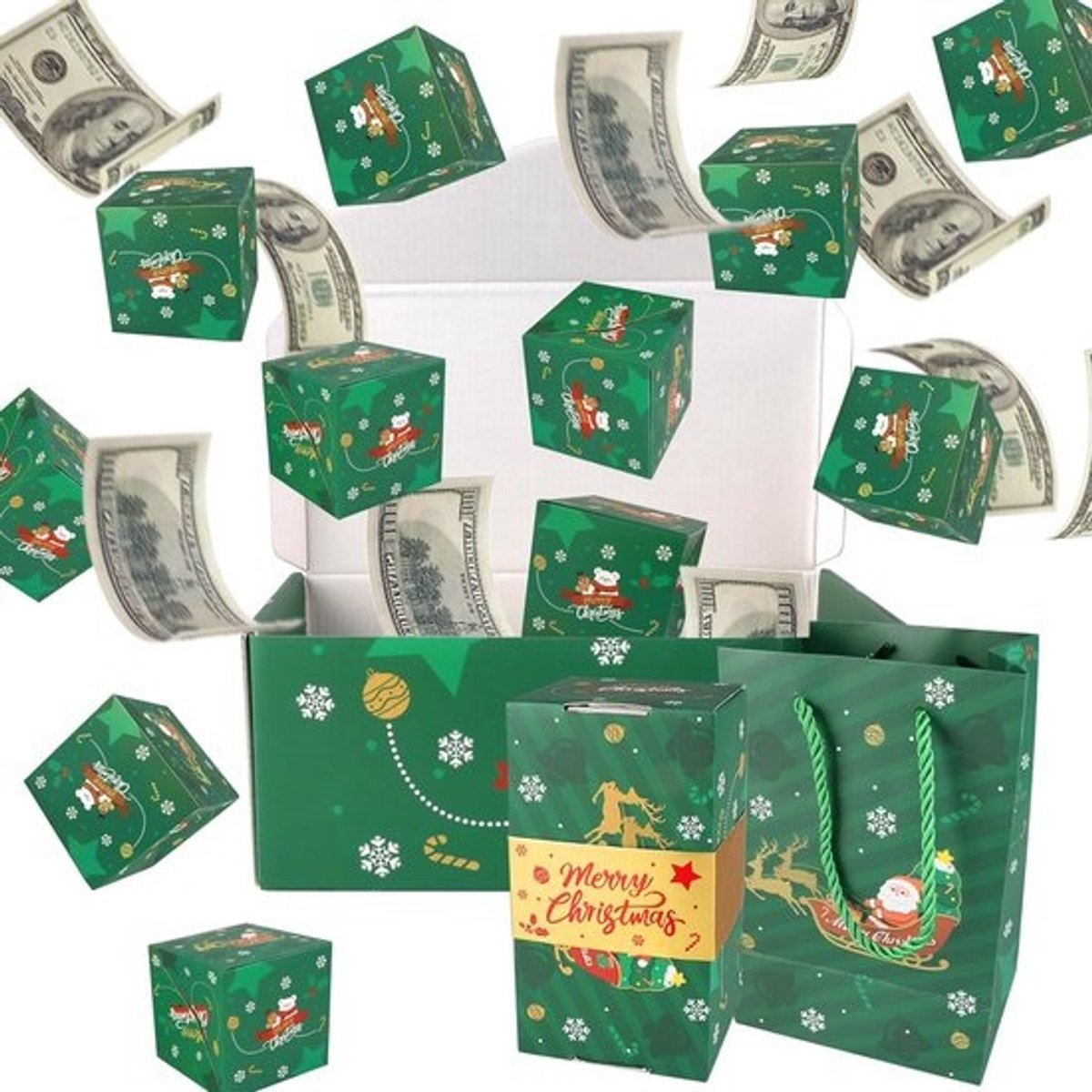 12x Verrassingsdoos met Stuiter Effect voor Geldcadeau - Kerst Cadeaudoos Explosie