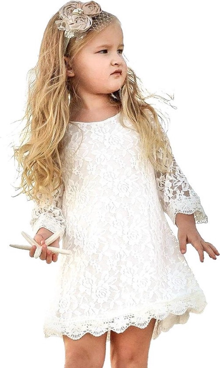 Elegante Kinderjurk met Kant en Bloemenprint voor Meisjes 1-14 Jaar