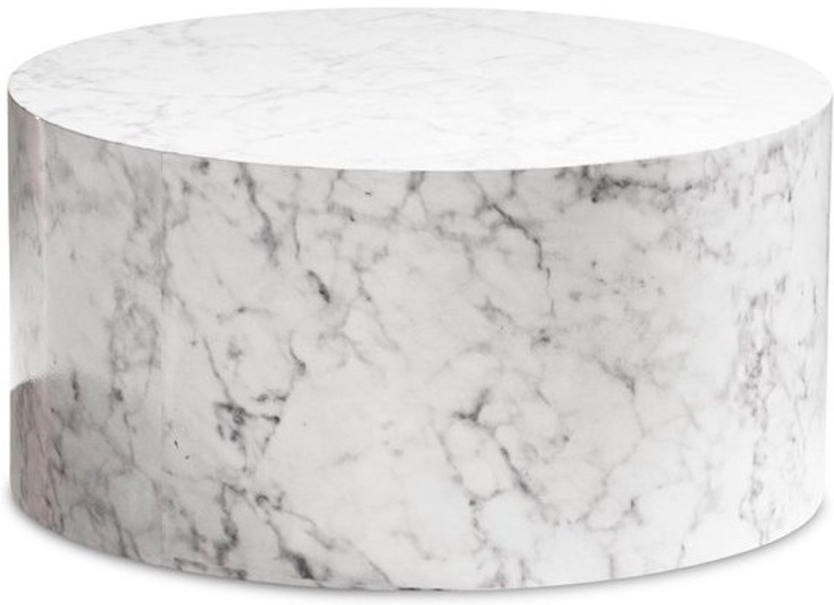 Ronde Salontafel Marmerlook Wit of Zwart 60x60x30 cm - Moderne Koffietafel