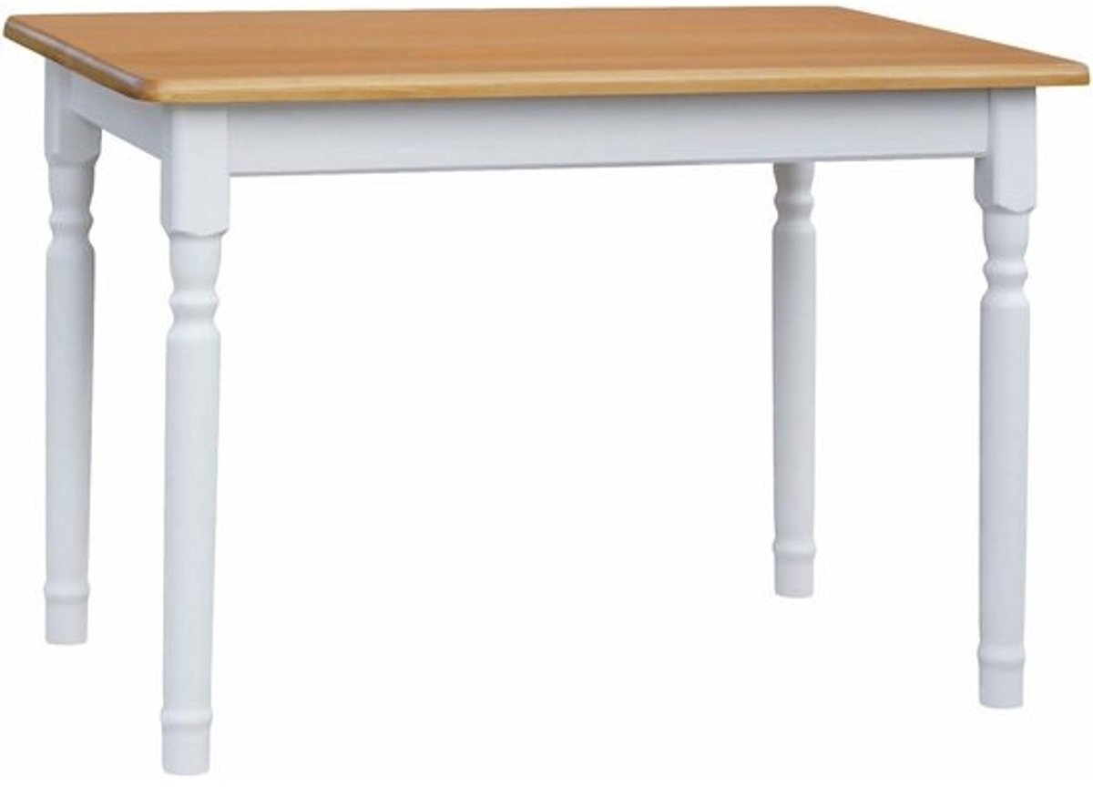 Massief Houten Eettafel Keukentafel Grenen Landhuisstijl Wit Gebeitst 60x120 cm
