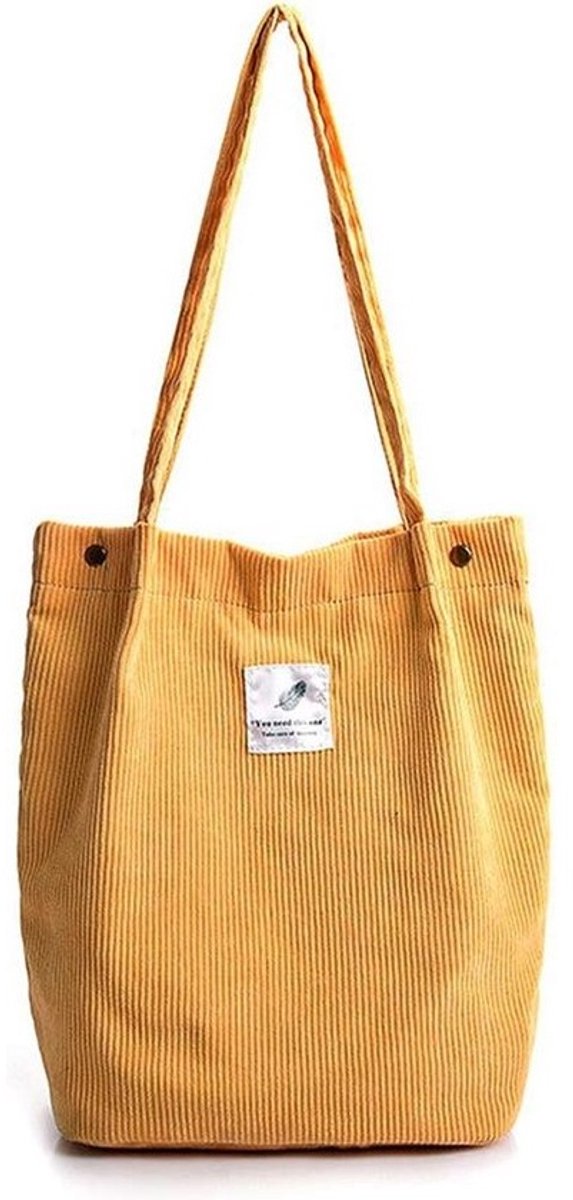 Grote Corduroy Tote Tas voor Vrouwen - Ruime Schoudertas voor School en Werk