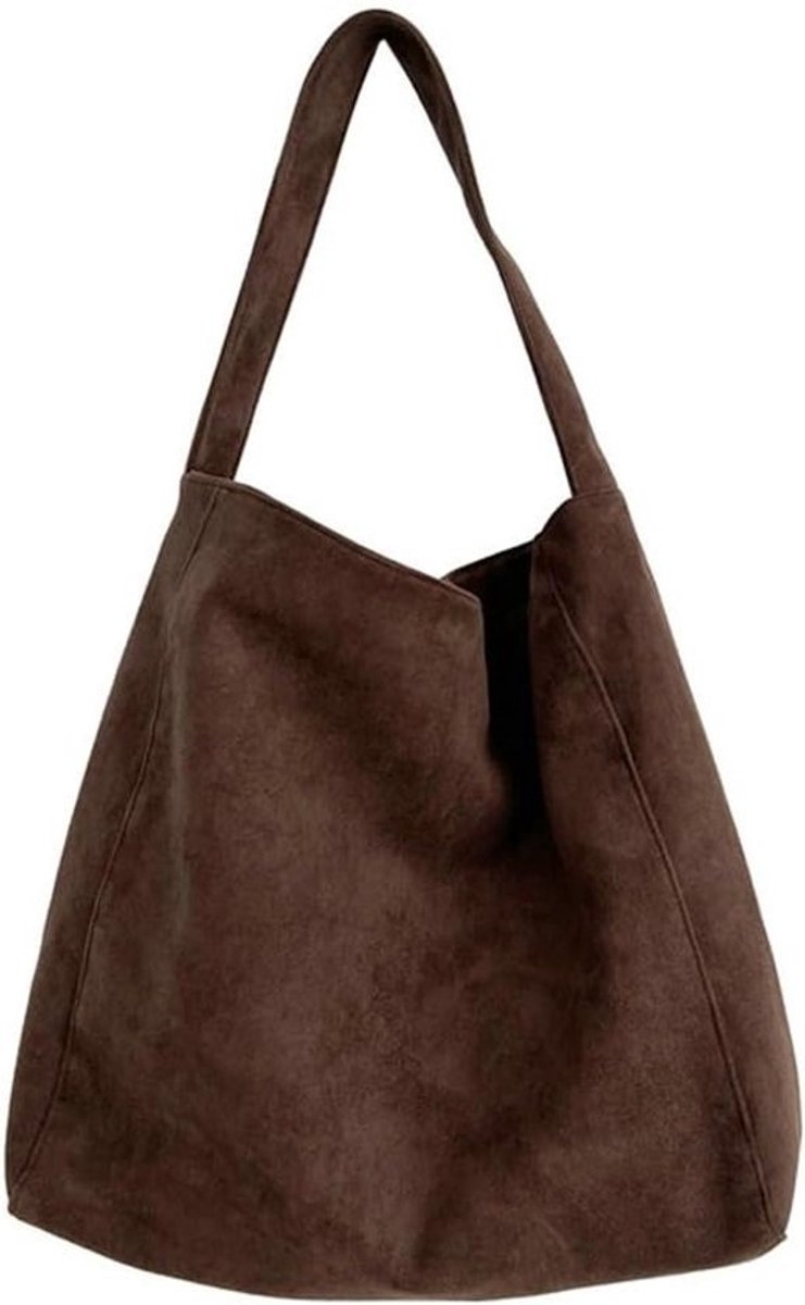 Dames Handtas - Schoudertas Hobo - Dagelijks Gebruik - Corduroy Suede Materiaal - 36 cm Breed - Bruin