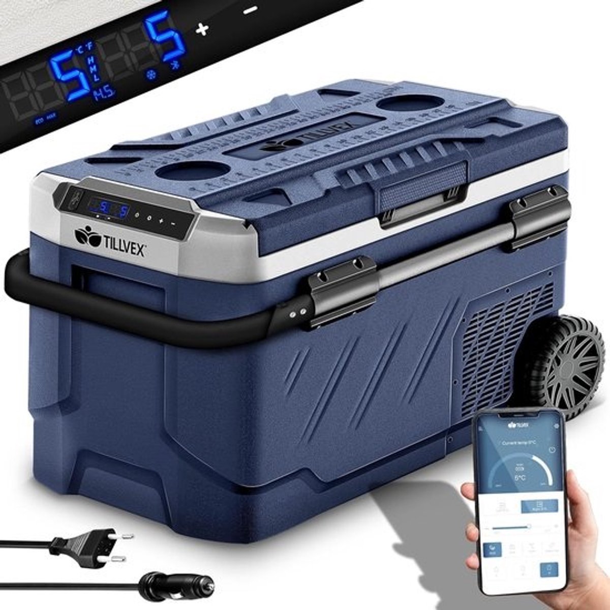 Elektrische compressor koelbox 40L met wifi-app bediening en USB-aansluiting