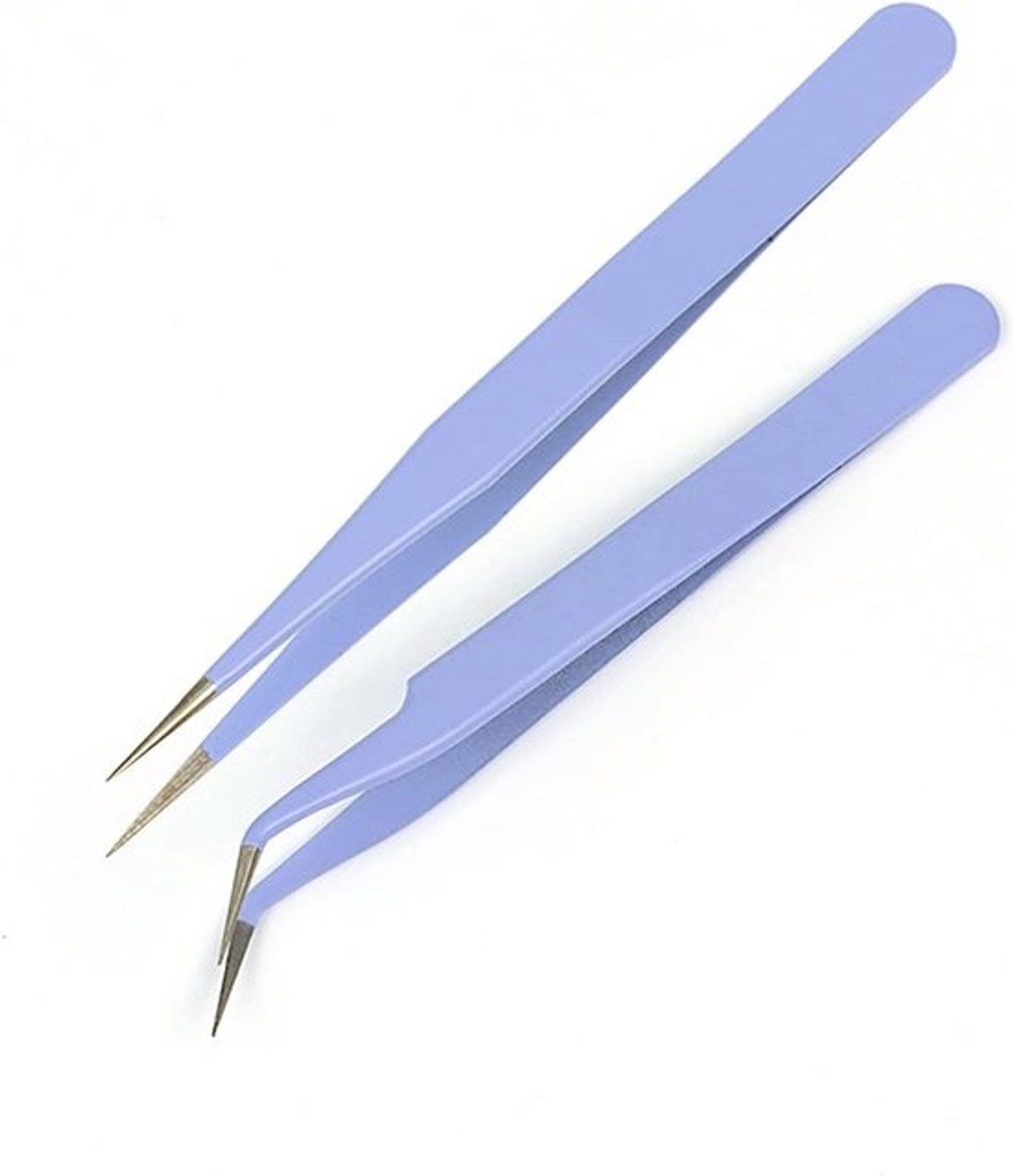 2 Stuks RVS Pincet voor Precisie in Wimperextensions, Elektronica en Nail Art