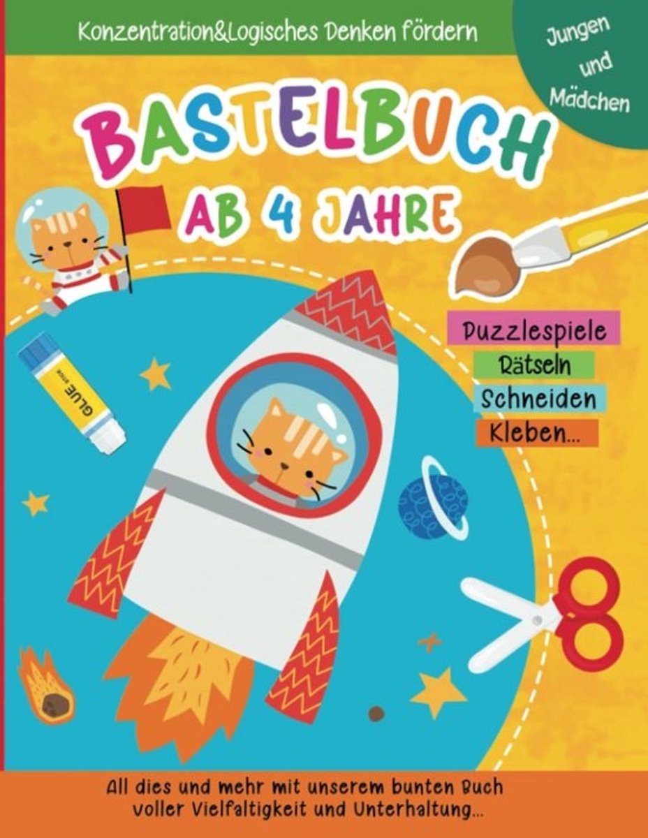 Aktiviteitenboek voor Kinderen vanaf 4 Jaar: Knippen, Plakken, Kleuren en Puzzelen