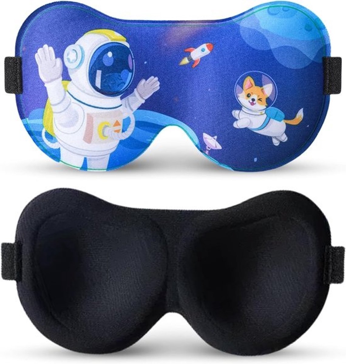 SnelShoppen - Kinderen Slaapmaskers - 3D Oogmaskers met Verstelbare Band, Schattige Slapende Blinde Doek voor Kinderen, Cartoon Patroon Print voor Thu
