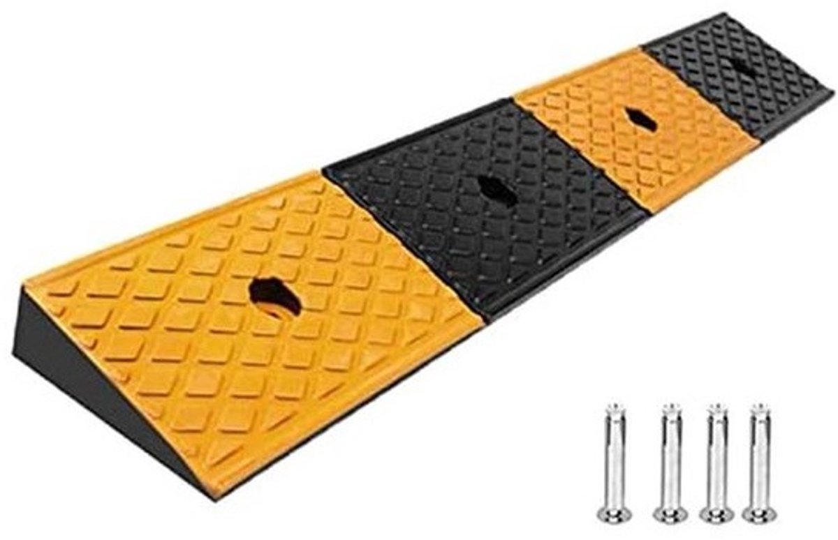 Rubberen Oprijplaat met Antislip, 5 cm Hoog, 100 x 15 cm - Drempelhelling voor Auto, Motorfiets, Rolstoel, Walker
