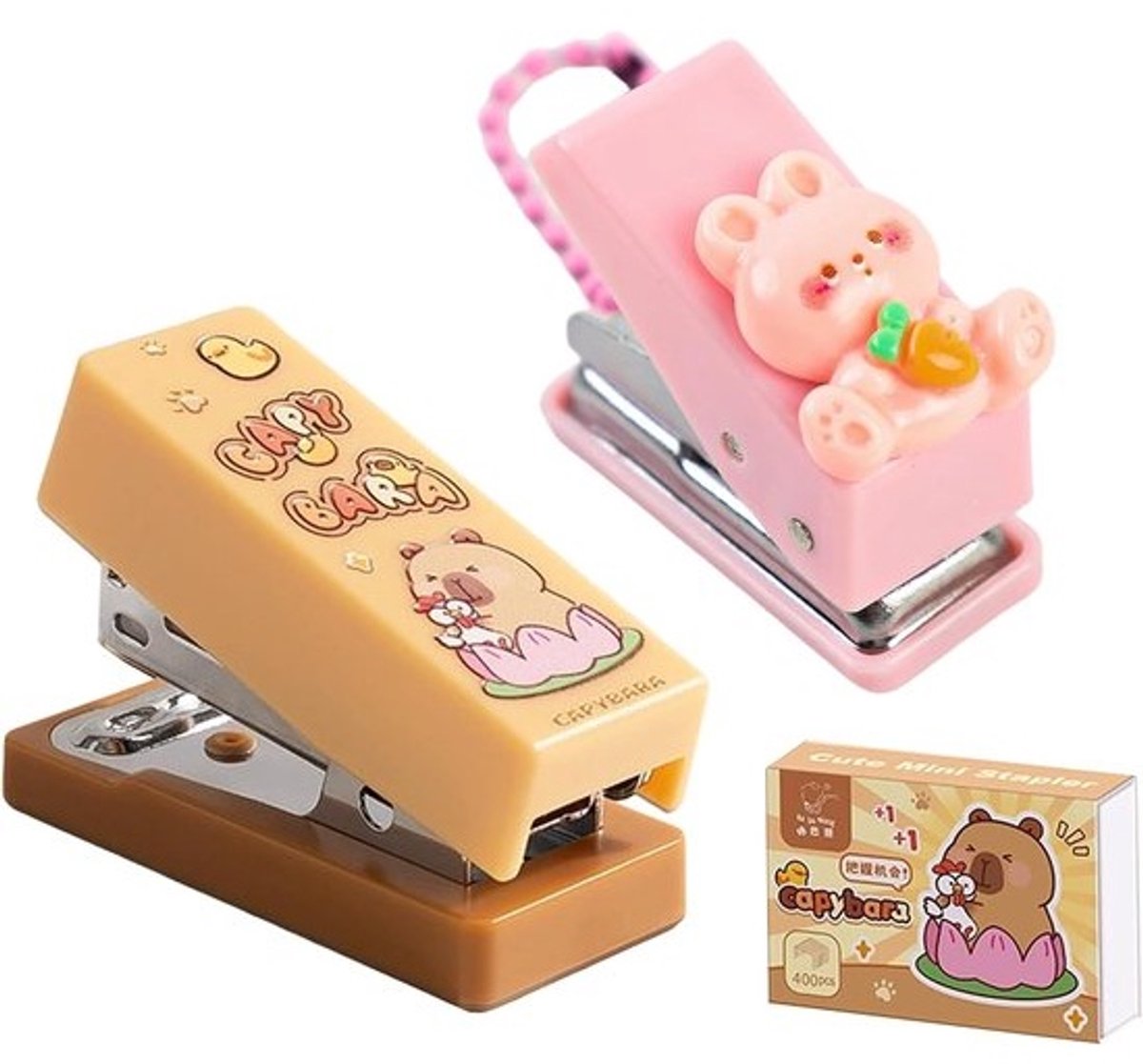 Nietmachine en Perforator - Mini Kantoor Set - Papier Verwerken - Combinatie 2-in-1 - 20 Vellen Capaciteit - Roze