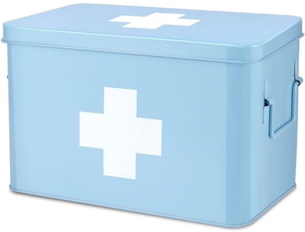 Metalen Medicijnbox met Verwijderbaar Dienblad en Vakken - Huisapotheek en EHBO Opslag