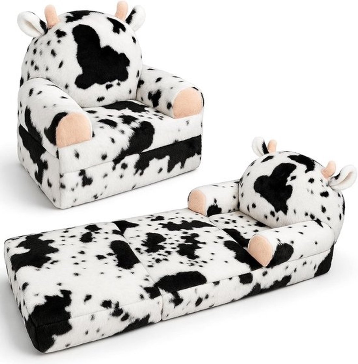 Pluche Kinderfauteuil en Slaapbank voor Peuters (1-3 jaar) - Afneembare & Wasbare Hoes