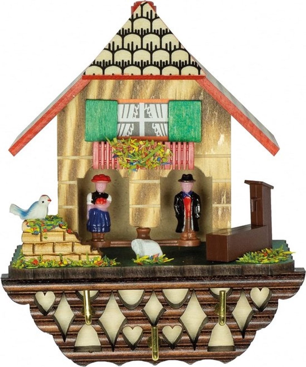 Houten Weerhuis met Ophangplank voor Sleutels - Decoratief Weersvoorspeller