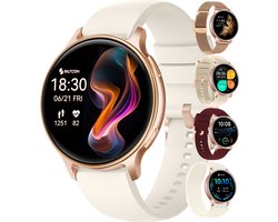 Siltcon® Auréa 2 - GPS Smartwatch Dames Goud - Horloge Dames - Stappenteller Horloge Dames - Sporthorloge Dames - Hartslagmeter - Slaapmonitor - Saturatiemeter - Belfunctie - Geschikt voor iOS/Android - AMOLED - RVS - Elke pols - Strava - 5 Bandjes