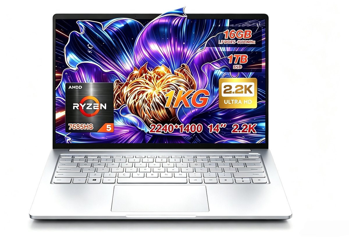 14 Inch Laptop S14 - AMD Ryzen 5 7535HS - 2240×1400 2,2K IPS‑scherm - 16GB LPDDR5‑1TB NVMe SSD - Windows 11 - Blauwgrijs