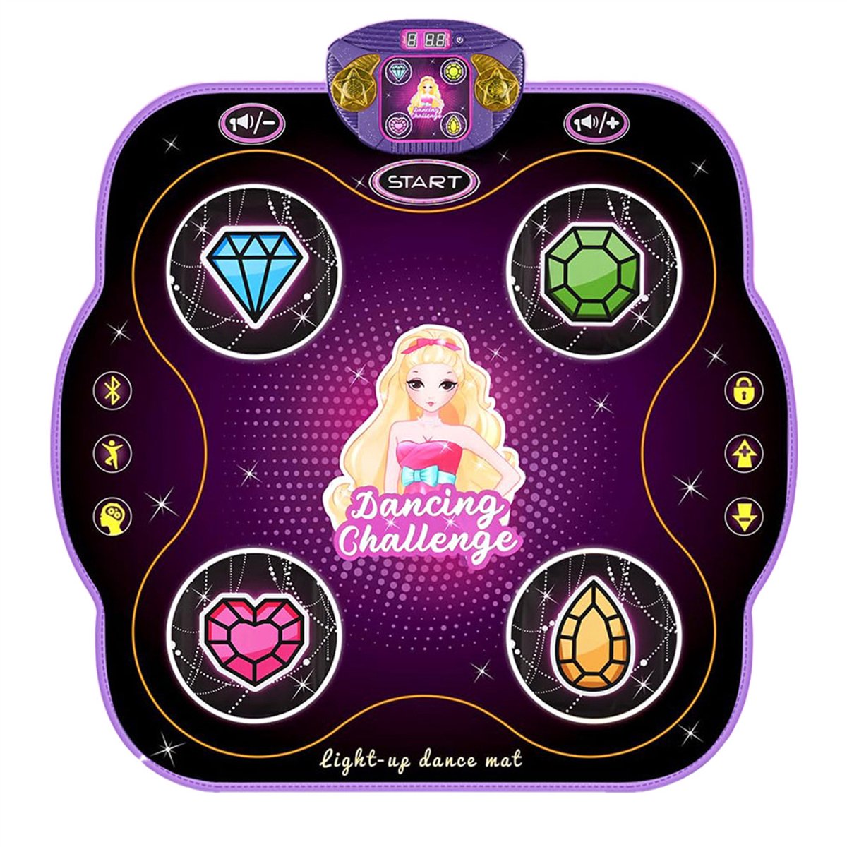 Dubbele dansmat - Dansmat voor kinderen - Lichtgevende dansmat - Speelmat voor kinderen - Met licht- en geluidseffecten - 82 x 87 cm - 9 niveaus - Bluetooth - Antislip - Dansspeelgoed - Interactie tussen ouder en kind - Muzikaal speelgoed