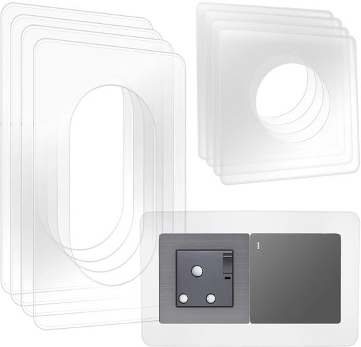 Lichtschakelaar Bescherming - Transparante Behangbeschermer - Set van 8 Stuks