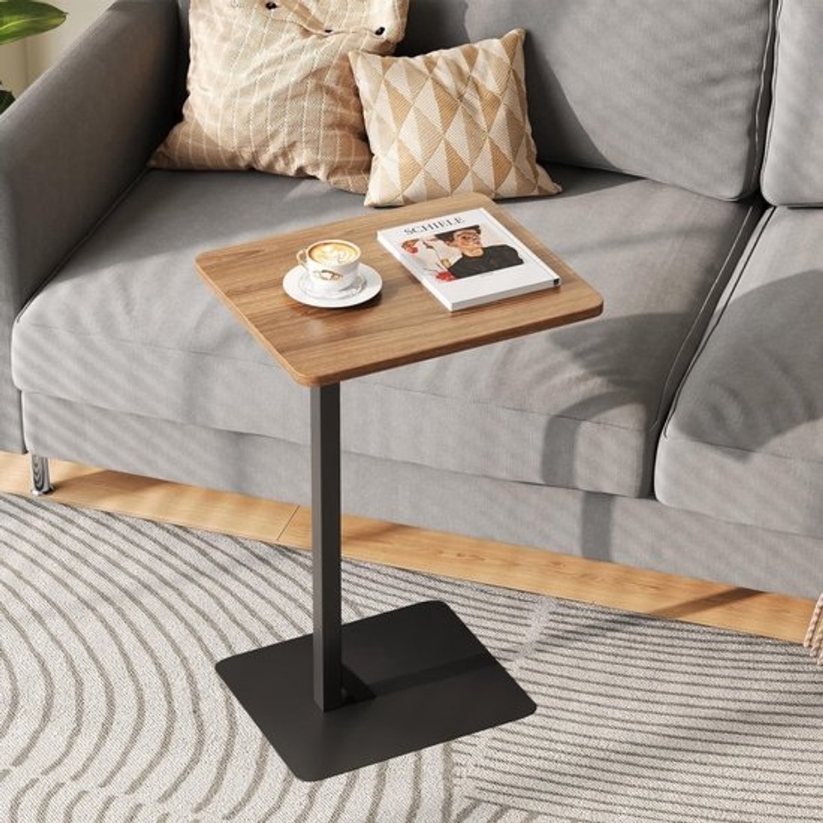 C-vormige Bijzettafel voor Kleine Ruimtes – Multifunctionele Tafel voor Woonkamer en Slaapkamer
