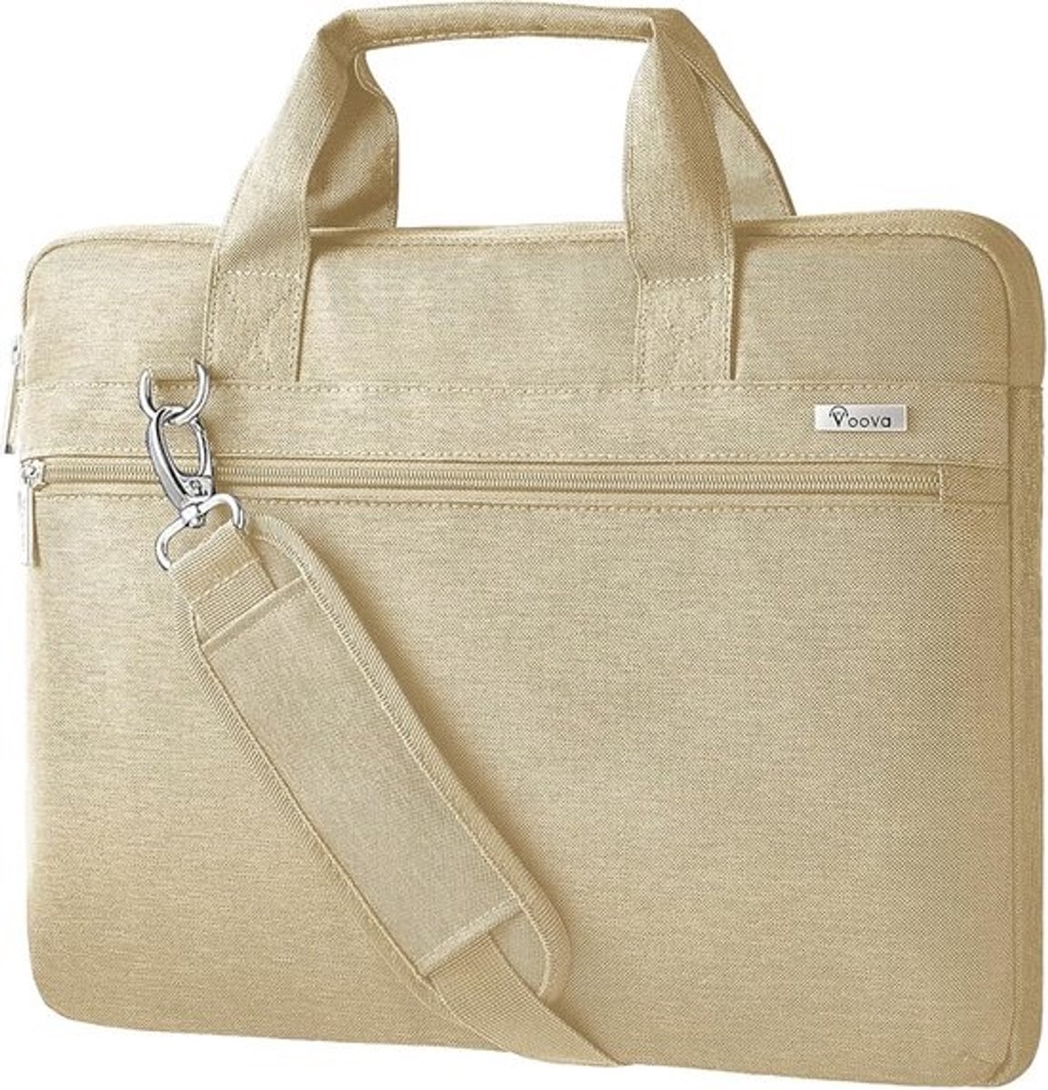Laptoptas voor 14 tot 16 inch laptops, schoudertas, waterdicht en schokbestendig, beige